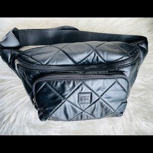 Large Black Quilted Fanny Pack